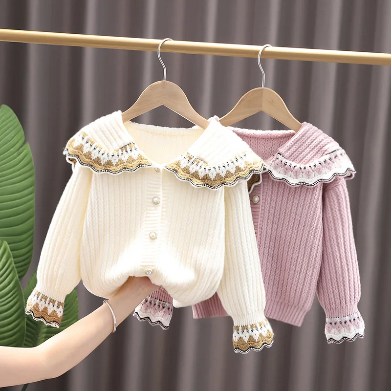 

New Clothes For Girls winter autumn Knitted Lapel sweater Kids Clothing kids 2-6year 90-130 baby coat Children baby Cardigan top