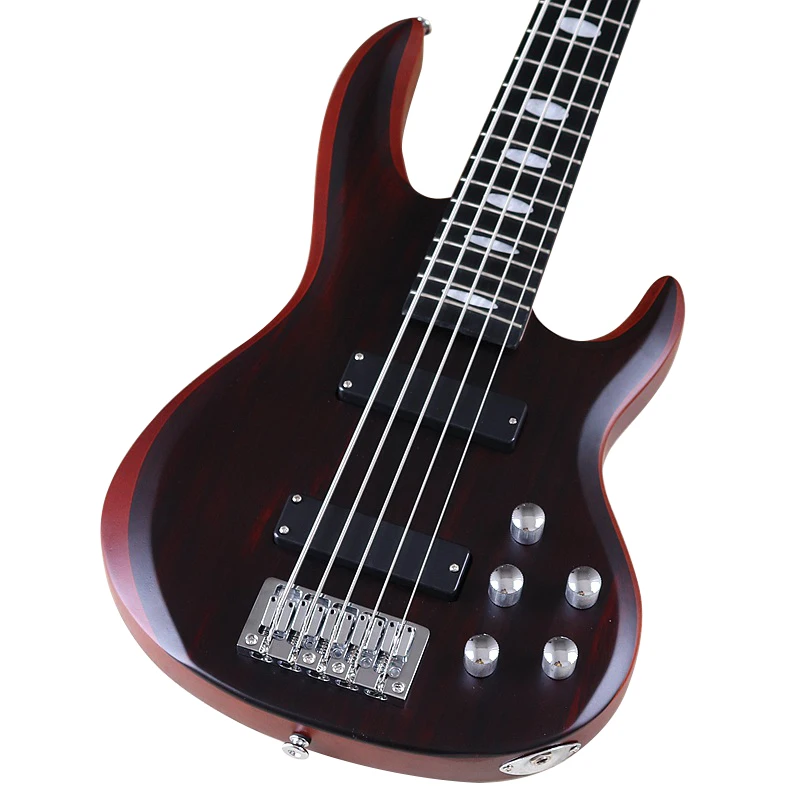 Electric Bass Guitar 5 Strings Right hand with frets Matte Electric Bass Guitar 43inch Hickory Wood Top solid okoume wood body bass guitar