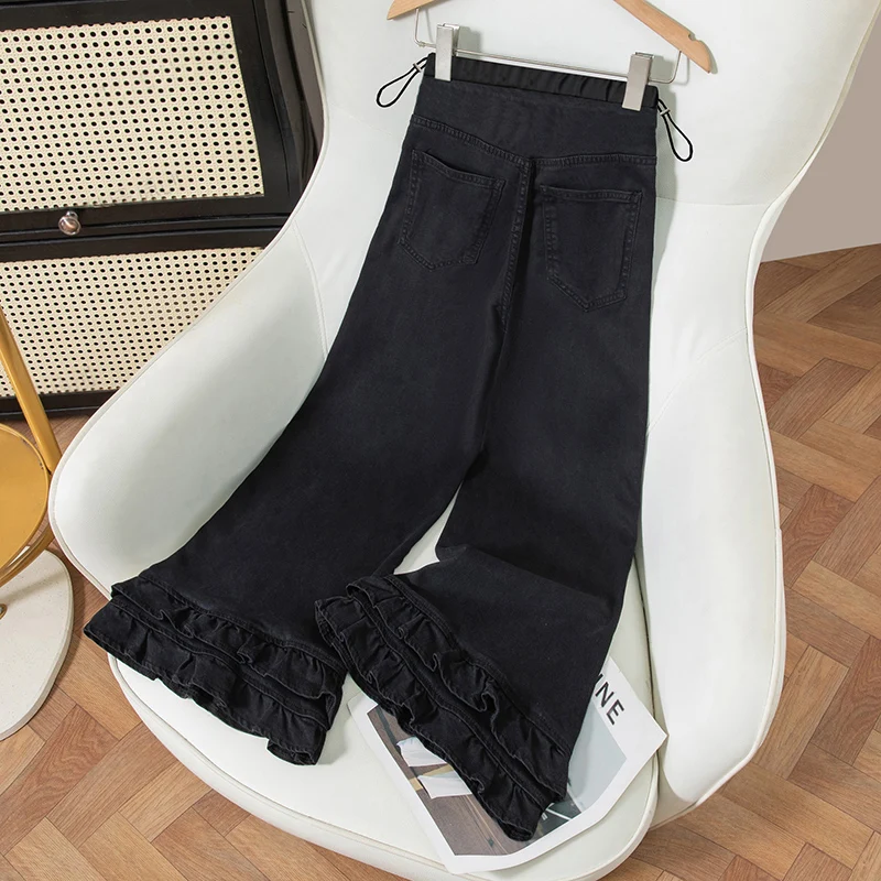 임산부 청바지 스트레이트 레그 와이드 레그 편안한 배 부분이 꽉 조이지 않는 봄 가을 신상품 스몰 사이즈 데님 팬츠 캐주얼웨어