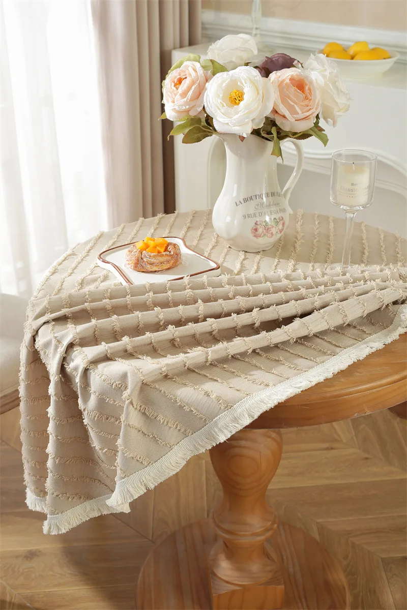 Round tablecloth avocado green cut flower coffee table cover cloth light  luxury high-level small round tablecloth