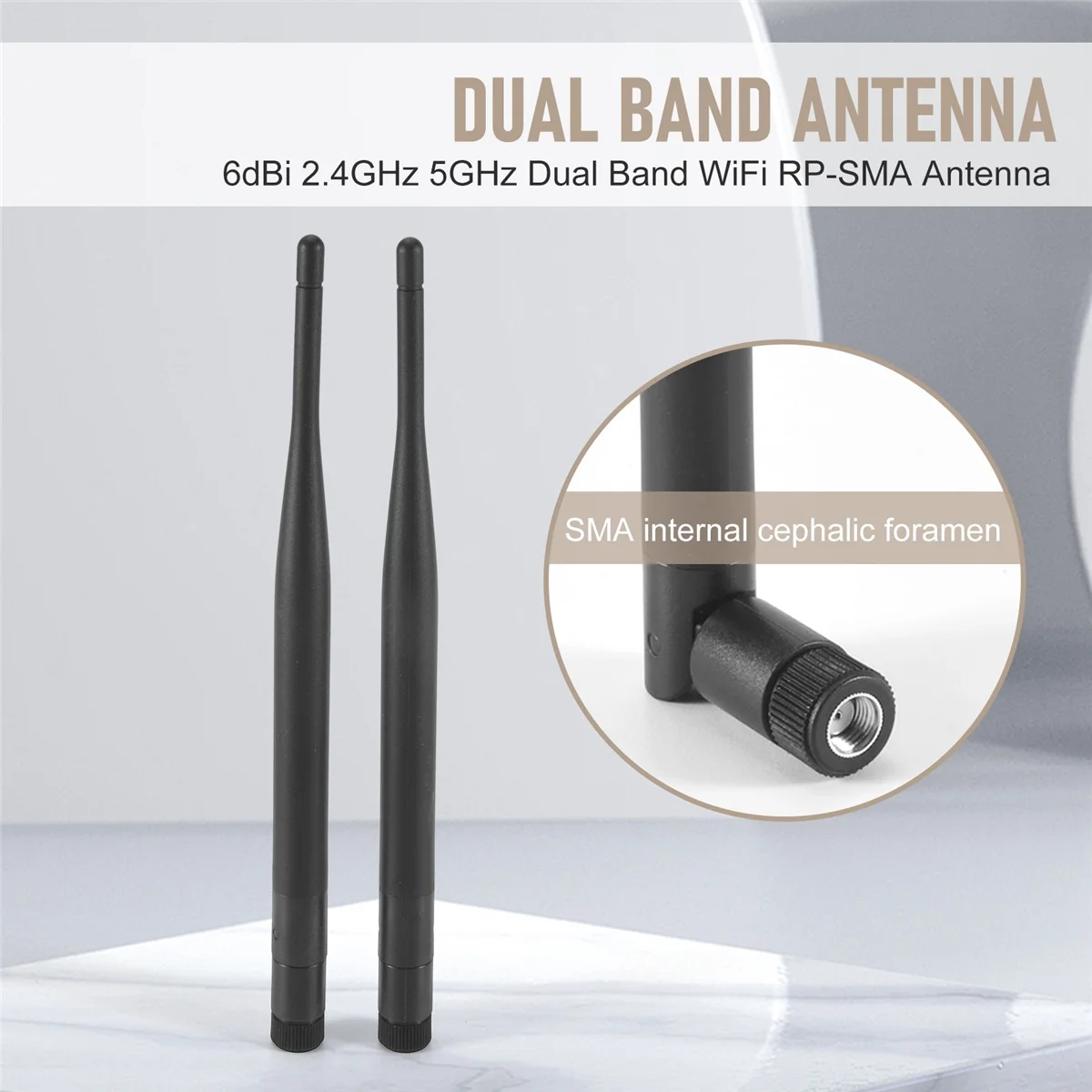 Signal Booster Antenna 2 x 6dBi 2.4GHz 5GHz Dual Band WiFi RP-SMA Antenna + 2 x 35cm U.fl / IPEX Cable