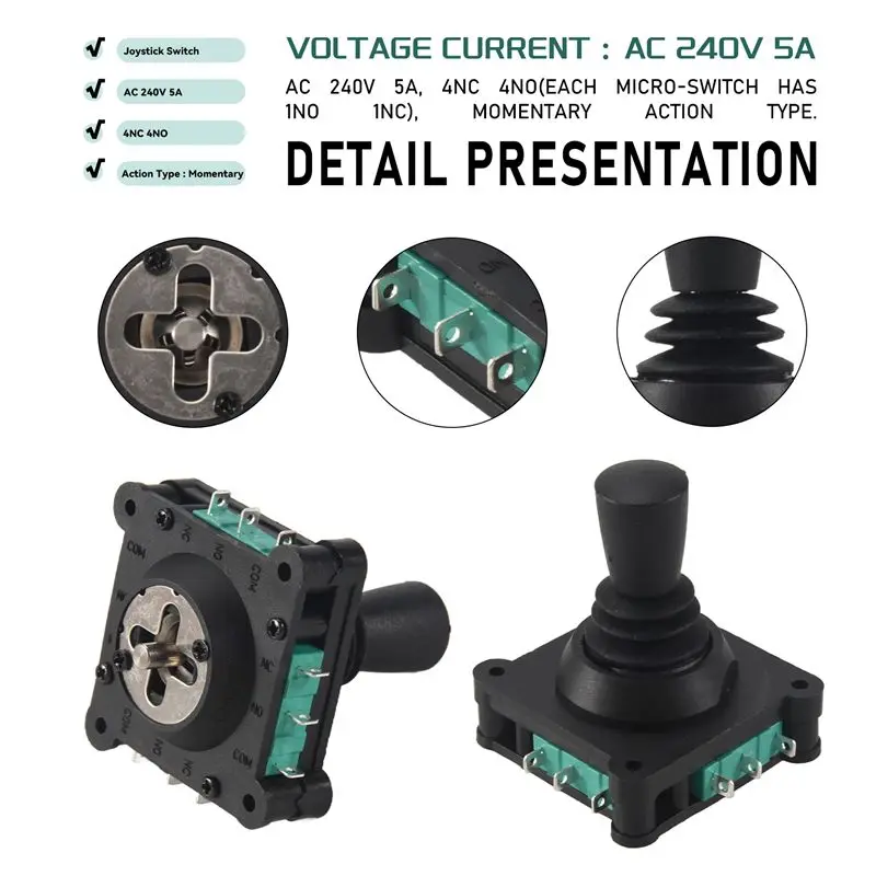 B63B-조이스틱 스위치 AC 240V 5A 4NO 4NC 순간 작동 2.5Mm 고정 나사 조이스틱 스위치