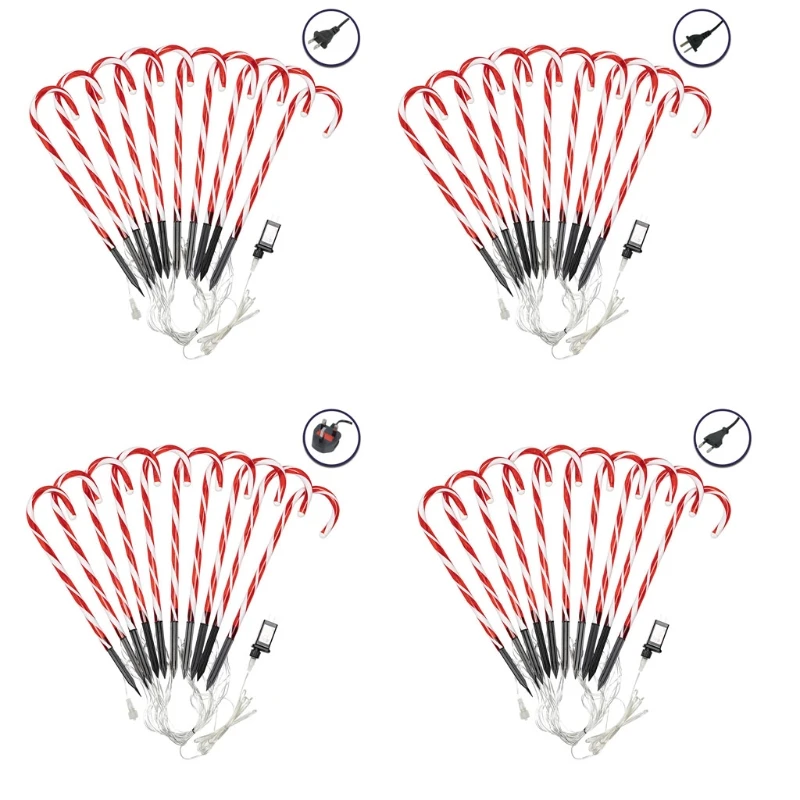

Y1UC 10 Pcs Red Candy Cane LED Light Christmas Lighted Lamp String Outdoor Patio Yard Landscape Holiday Xmas Pary Decor