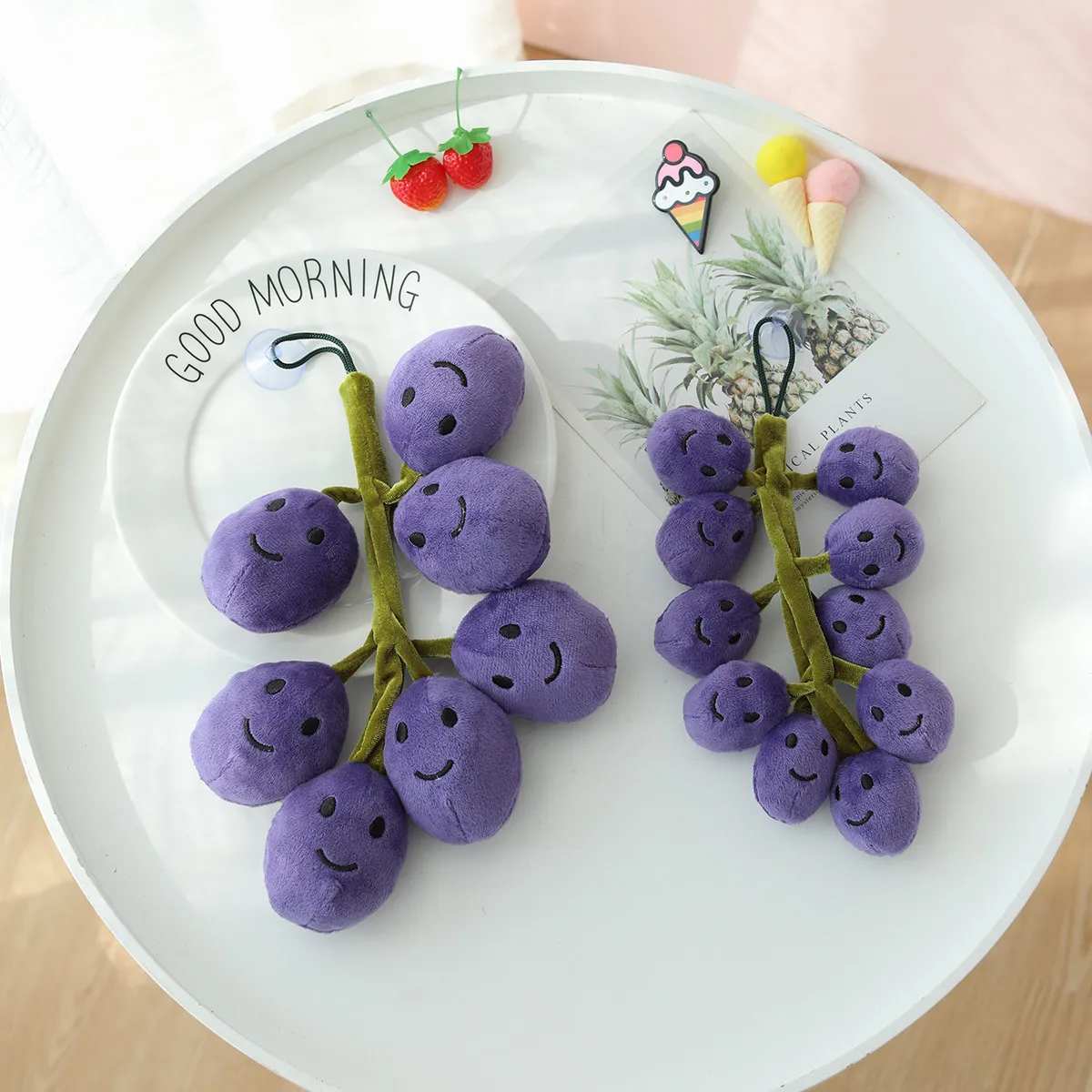 

Creative Cute Plush Fruit Toys A Bunch of Grapes Soft Stuffed Plants Grapes Summer Black Dolls For Kids Girls Nice Gift