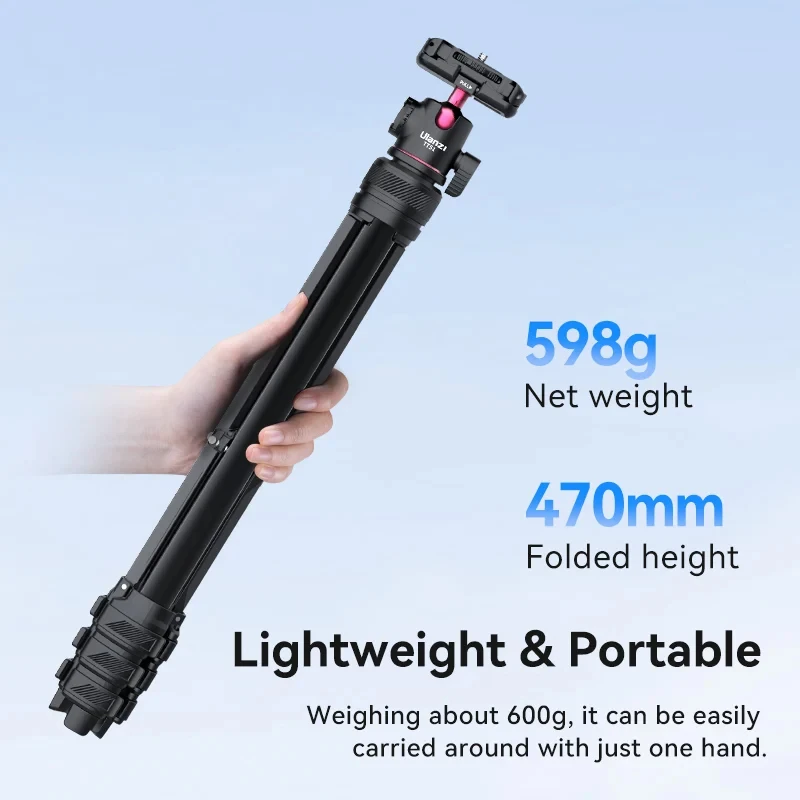 Ulanzi TT51 Portable Tripod Suit for Phone Digital Compact Camera with 360 Rotation Ballhead Phone Clamp Lightweight Tripod