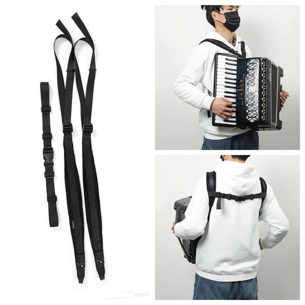 

Adjustable Nylon Accordion Shoulder Strap With Soft High Performance Sponge For 8-120 Bass Accordions 1 Pair Black