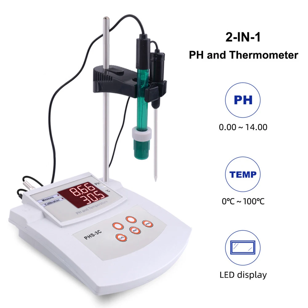 

PHS-3C 2 In 1 PH Tester Water Quality Analyzer Desktop Automatic Calibration Acidity Meter For Laboratory Skin Aquarium Pool