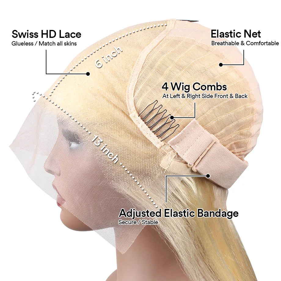 220% Density 613 Blonde Lace Front Wigs Straight Human Hair 13x6 13x4 Hd Lace Frontal Wig Pre Plucked Brazilian For Women 6