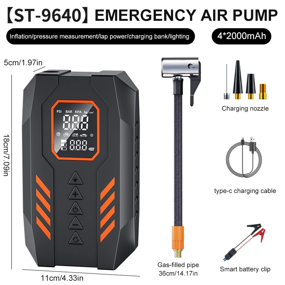 Car Jump Starter Power Bank Portable 150PSI Air Pump Car Battery Emergency Boosters Starting Device Starter LED Flashlight