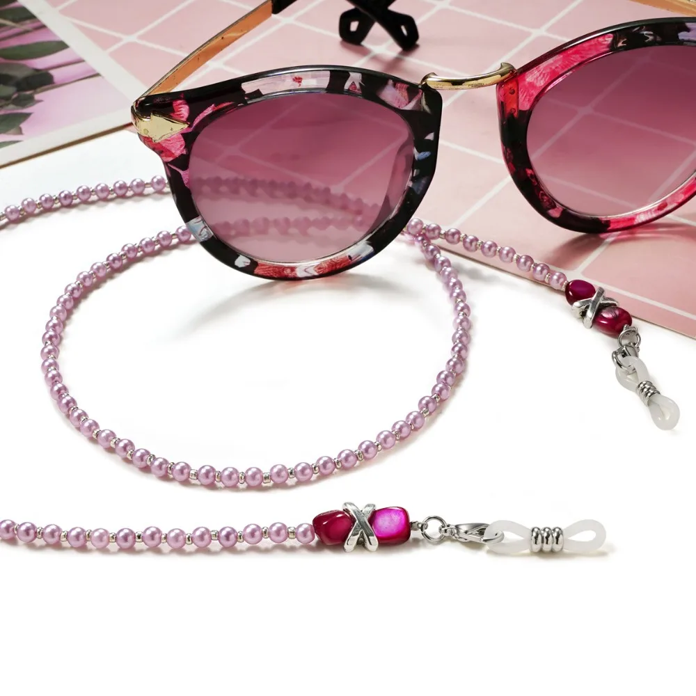 New Imitation Pearl Eyeglass Rope Anti Detachment Antiskid Eyeglass Chain Buckle Lanyard Holder Outdoors