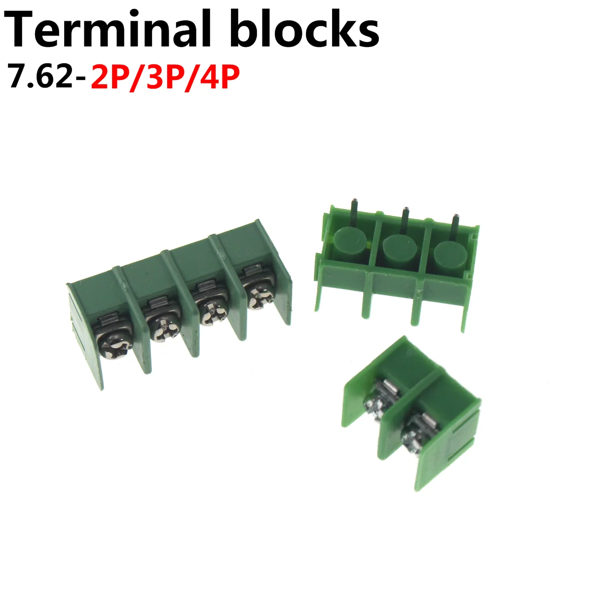 20PCS 7.62 mm KF7.62 - 2P 3P 4P MG 762 - 2 3 4 Pin Can be spliced Screw Terminal Block Connector Black Green 7.62mm Pitch