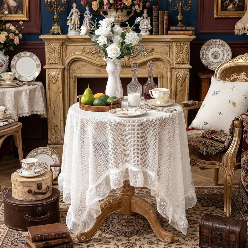 Nappe Dentelle Blanche Élégante - Style Vintage & Chic