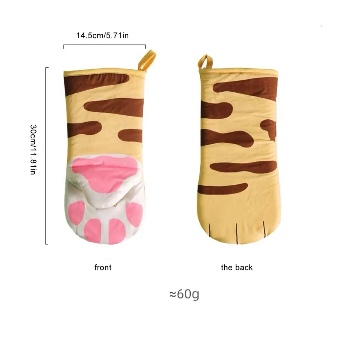 Microwave Long Cotton Gloves Cute Cat Paws Oven Insulation Gloves Heat Resistant Non-Slip Single Glove Kitchen Baking Supplies