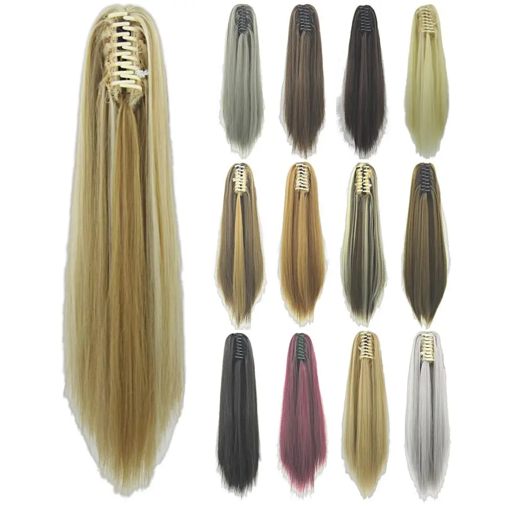 Synthetic Fiber Claw Clip-in Ponytail Wig Long Straight Hair Extension Hairpiece