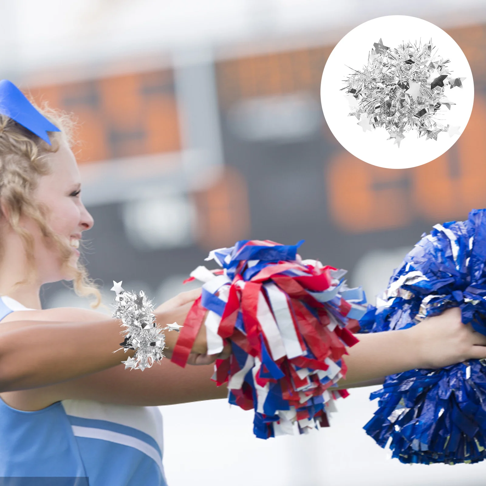 

Cheerleader Pompoms Prop Children's Flower Student Dance Bracelet 10pcs Metallic