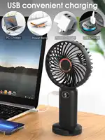 Ventilateur portatif USB Rechargeable, Mini ventilateur à affichage numérique, réglage à 5 vitesses, adapté aux voyages, au bureau et à la maison 5