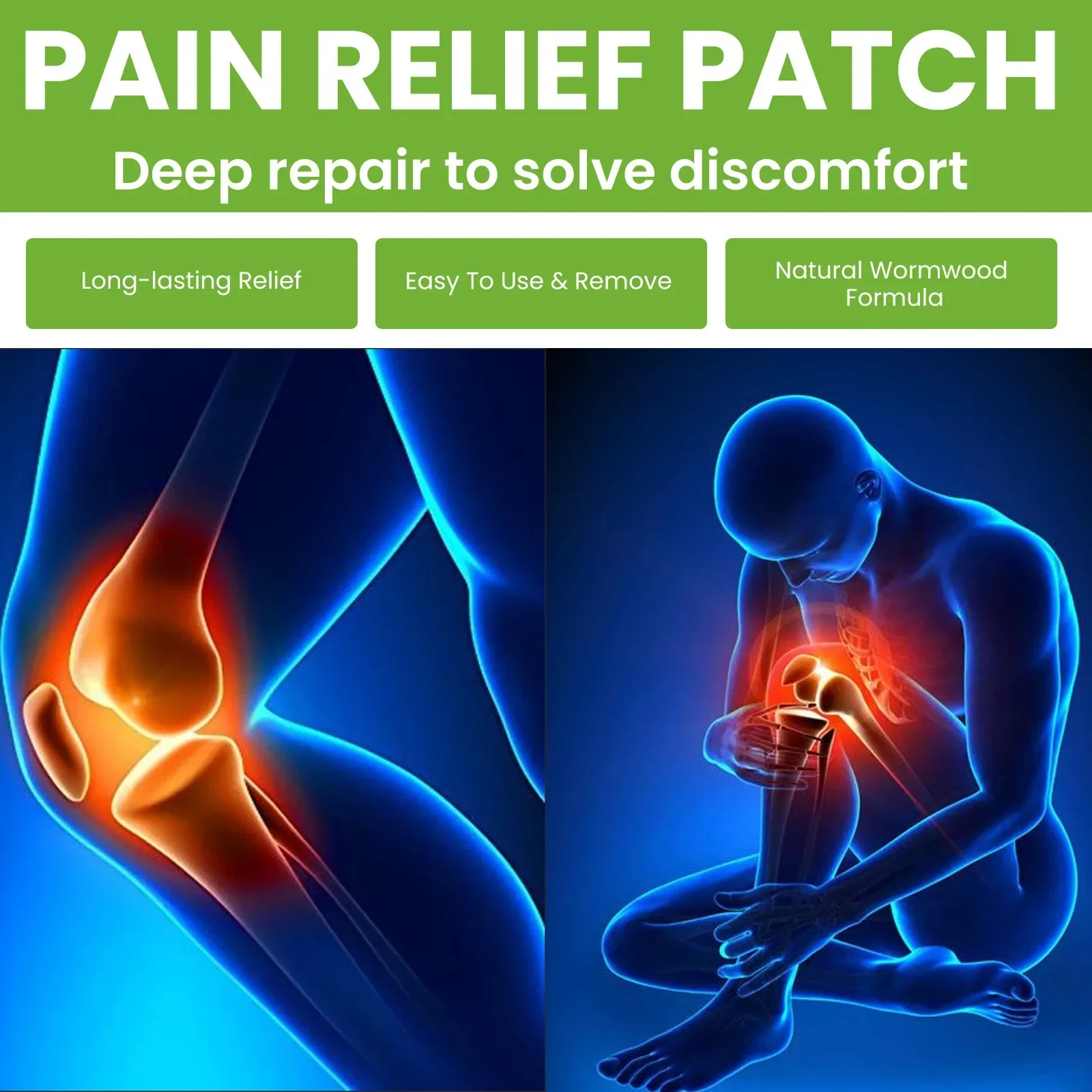 Pain Analgesic Cream 10pcs Wormwood Pain Relieving Sticker for Knee Joint Lumbar Vertebrae and Cervical Vertebrae