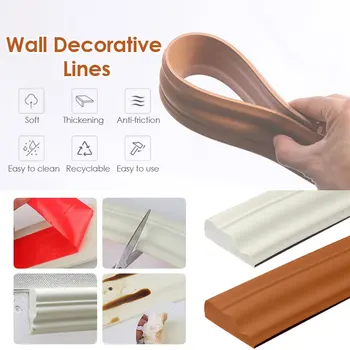 Adesivo da parete 5M Battiscopa autoadesivo Bordo Carta da parati impermeabile Decorazione TV fai da te Sfondo Decorazione murale Bar Linea soffitto