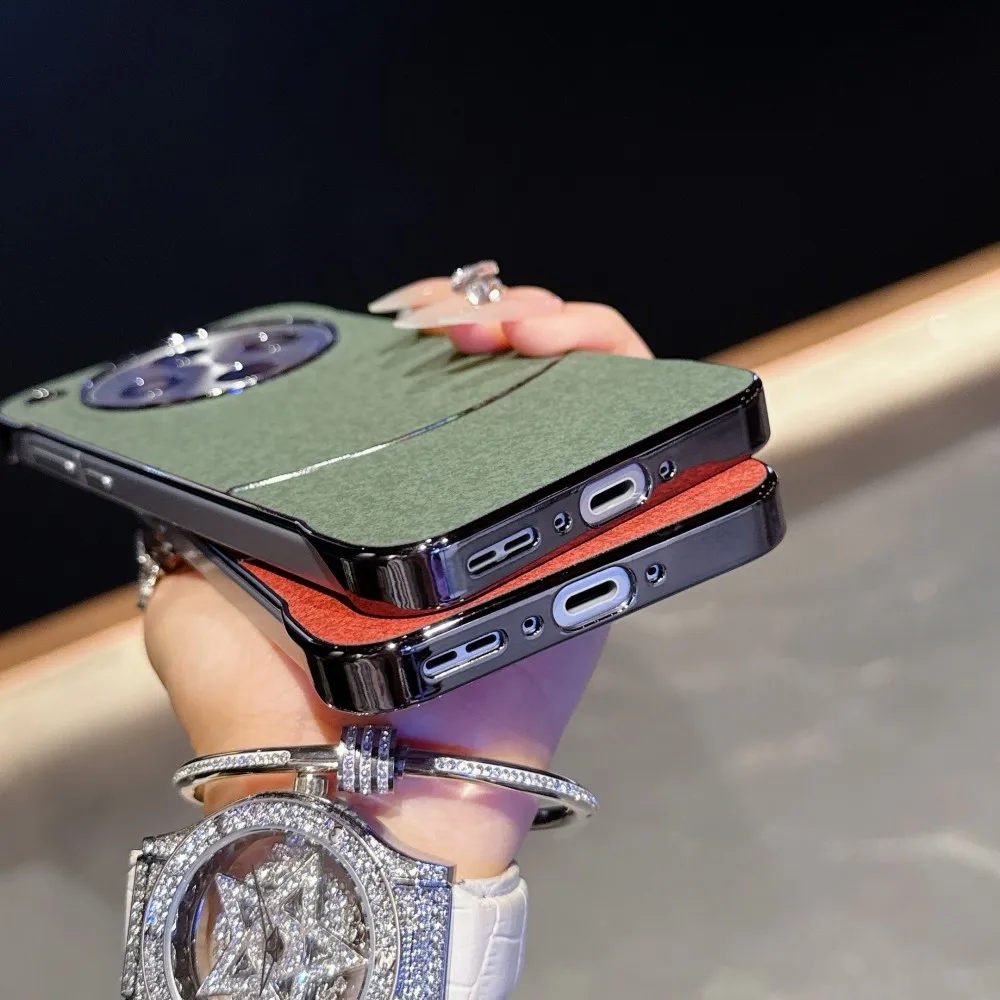Slim Magnetic PU Leather Case with Wireless Charging