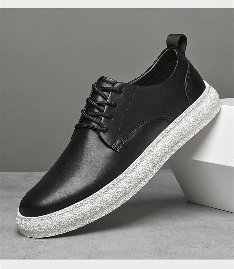 Männer Echtes Leder Lift Turnschuhe Aufzug Schuhe Schwarz Höhe Zunehmende Sport Männer Flache/5 cm Weiß Casual Schuhe mokassins – Detail 20