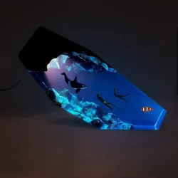 Seabed World Organism Resin Table Light Creactive Art Decoration Lamp Killer Whale Seabed Theme Night Light  USB Charge