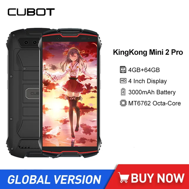 Cubot KingKong Mini 2 Pro Waterproof Rugged Mini Smartphones 4Inch OctaCore 4GB+64GB Dual SIM