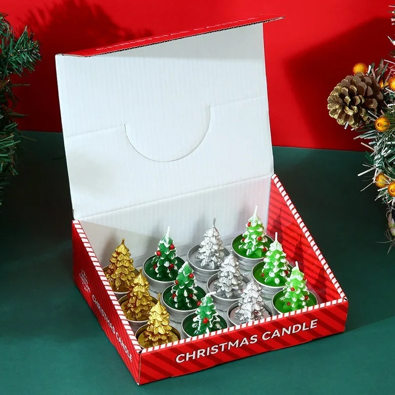 12PCS Smokeless Christmas Atmosphere Candles - Decorative Scented Candle Set