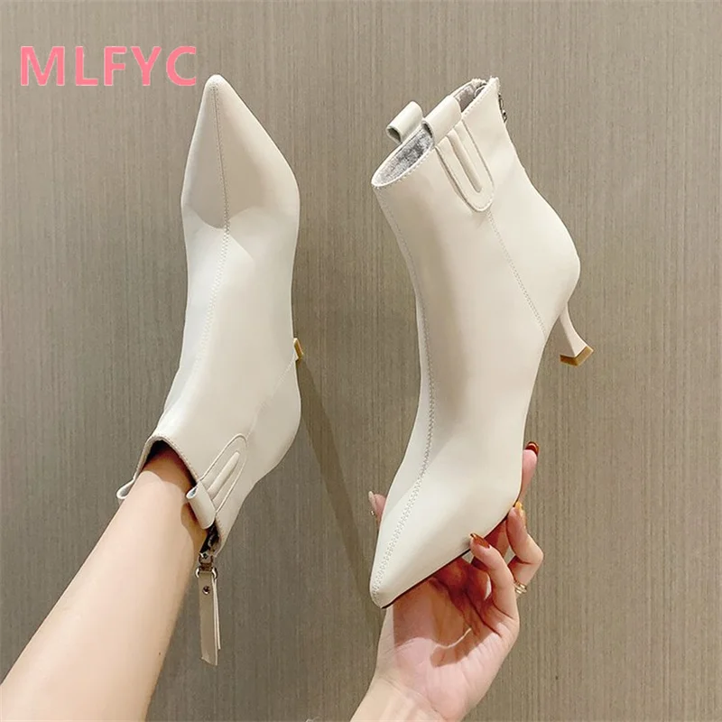 

Thin Heel Pointed Short Boots female Single Boot Autumn and Winter New Style Back Zipper Fashion Boots Women Sexy Comfort Boots