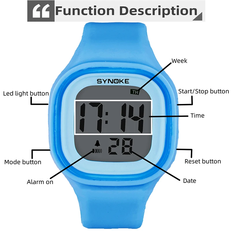 Unisex Digital Sports Watch with Soft Silicone Strap and LED Display