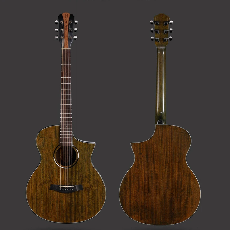 Acoustic Guitar 40 Inch 6 Strings Folk Guitar Walnut Musical