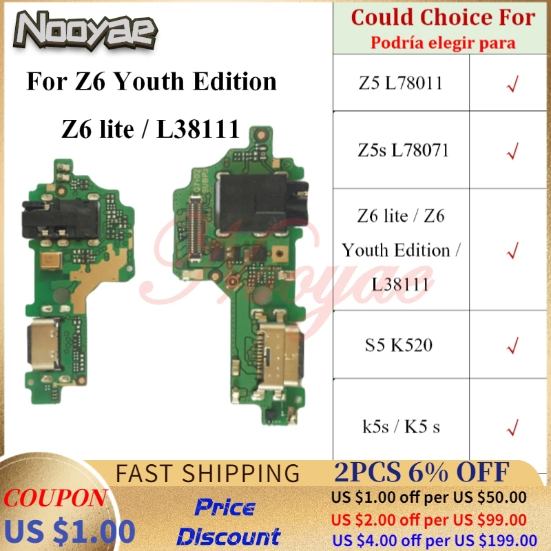 For Lenovo Z5 Z5S Z6 Lite Youth Edition S5 K520 K5S Usb Dock Charger Charging Port Plug Flex Cable Microphone Connect Board