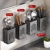 1pc Kitchen Chopsticks Holder Multifunctional Hanging Utensil Drying Rack Hooks No Drilling Wall Mounted Spoon Fork Holders 2