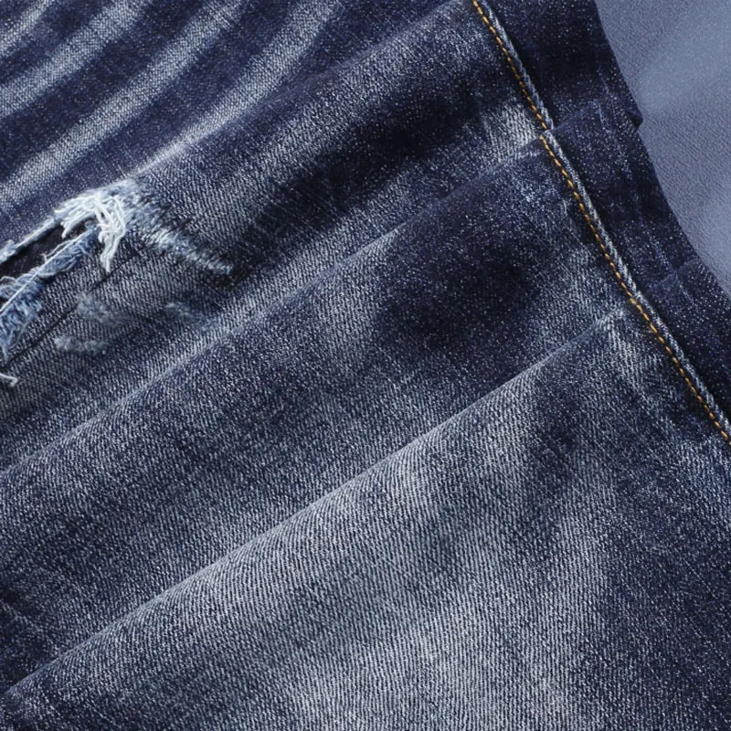 High Street Fashion Men Jeans Retro Blue Stretch Slim Fit Hole Ripped Jeans Men Vintage Designer Hip Hop Brand Pants Hombre