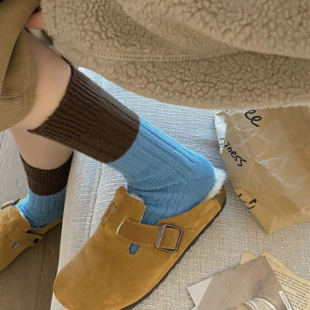 Modische Retro Wollsocken in Wadenlänge Koreanischer Stil Verdickte Mittellange Socken Farbblockierung Outdoor-Kurzsocken Herbst Winter – Detail 11