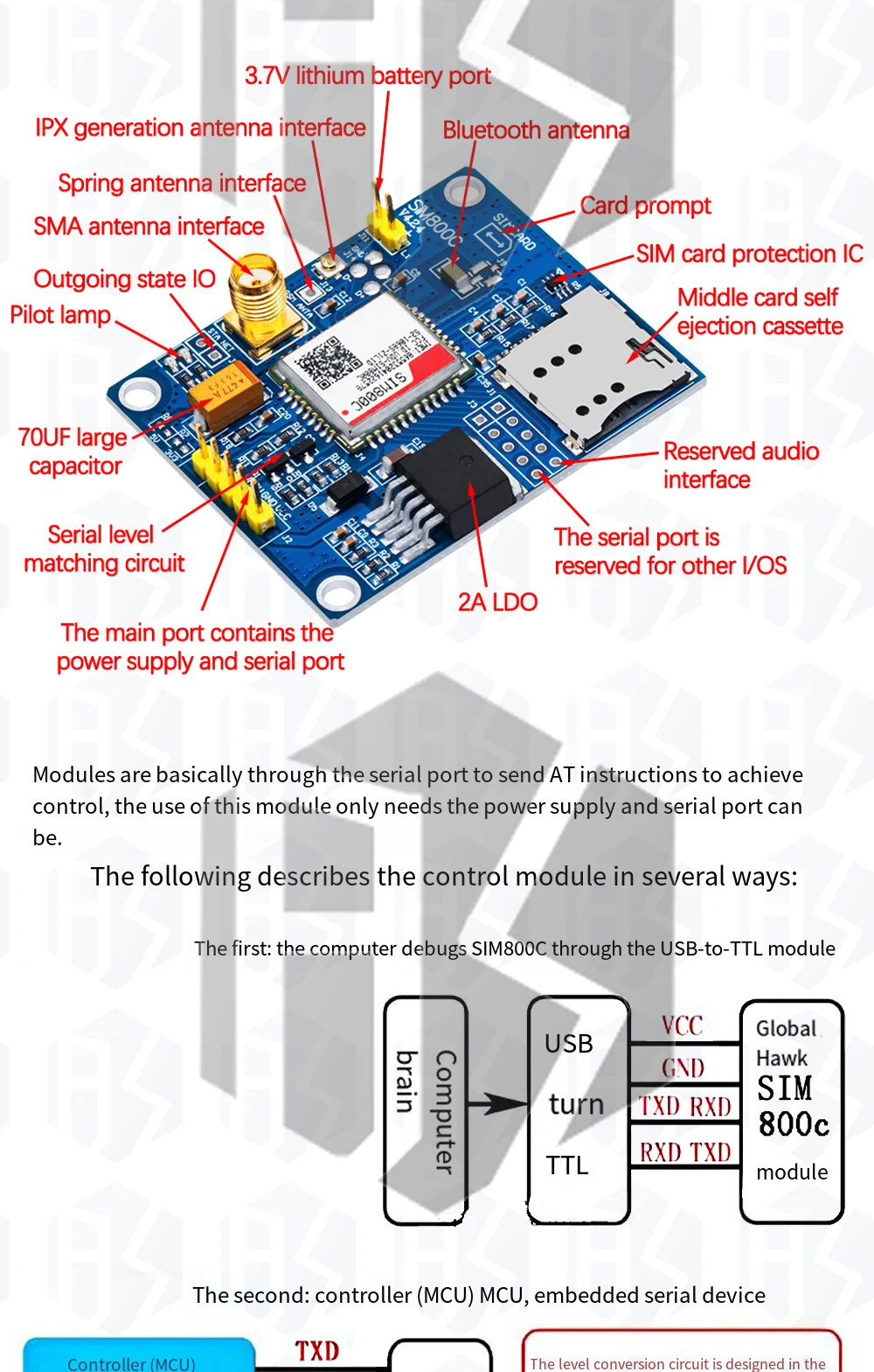 SIM800C Entwicklung Bord GSM GPRS Modul Unterstützung Nachricht Bluetooth Audio Interface Unterstützung TTS DTMF Neue Ankunft – Detail 4