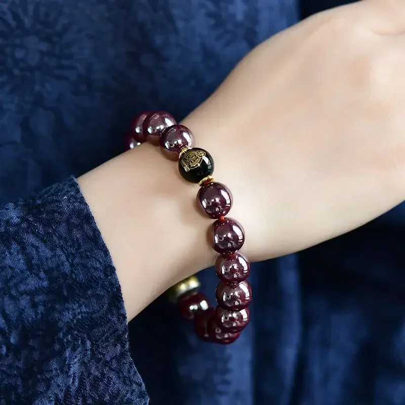 

Natural Ore Cinnabar Bracelet Men's Xiangxi Cinnabar Stone Polished Bracelet To Ward Off Evil Taisui HandString High Grade Gifts