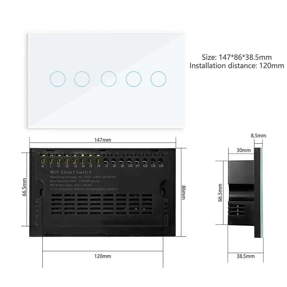 interruptor de luz inteligente zigbee painel touchglass 01