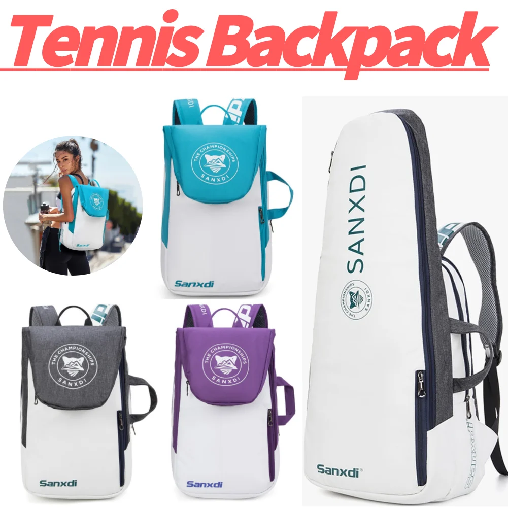 Holds 3 Rackets Tennis Backpack Large Capacity Badminton Rackets Bag Raquete Bag for Tennis/Pickleball/Badminton/Squash Sports