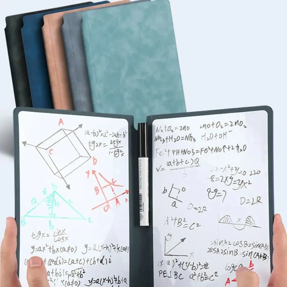 Whiteboard Notebook Set A5 Reusable Notebook Waterproof Erasable Spiral Notepad Hardcover Student Drawing Book Planner Book