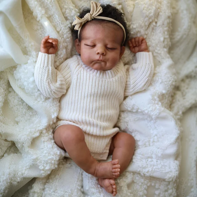 50 CM Vinly Limbs Cloth Body Asleep Reborn Baby Doll Toy For Girl Lifelike Black Skin Doll Birthday Gift Play House Toy 5