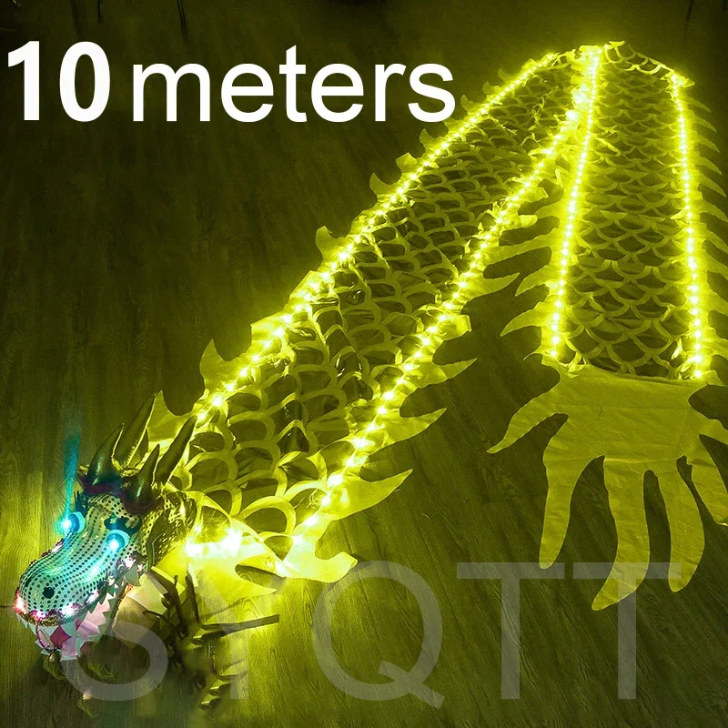 6/8/10M Luminous Fitness Dragon Dance Props 3-color Shiny Dragon Boat Festival Props New Year Gift Fun Sports Stage Performance