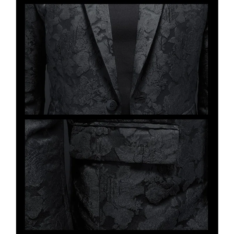 Minglu Spring Autumn Jacquard Men's Blazers High Quality Long Sleeve Single Breasted Business Casual Male Jackets Plus Size 5XL
