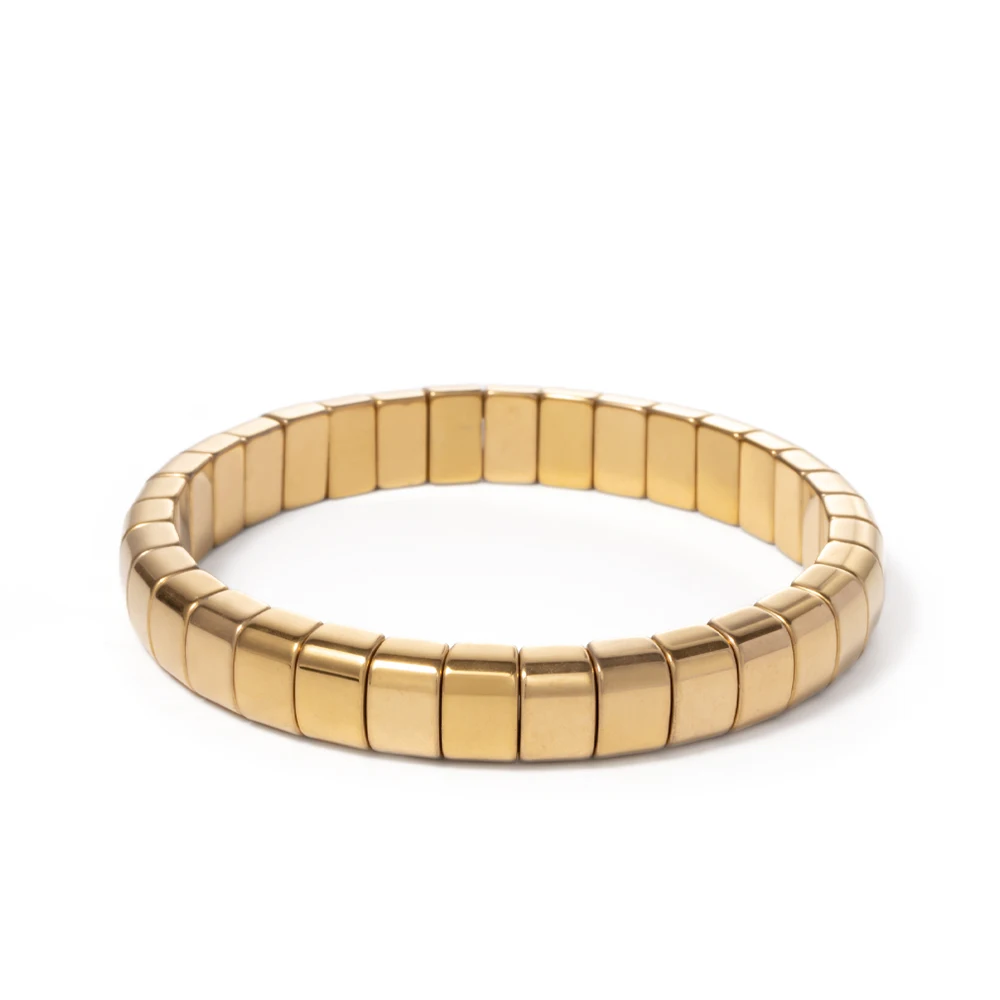Braccialetti elasticizzati con perline rotonde dorate all'ingrosso