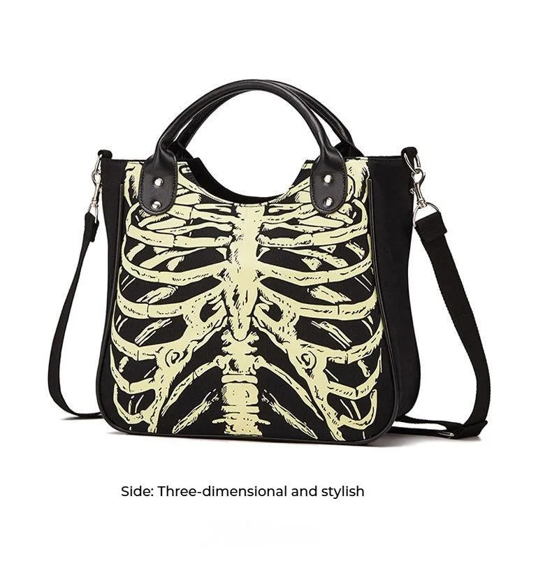 Women's Skull Print Shoulder Bag, Large Capacity Tote Handbag_voghion.com