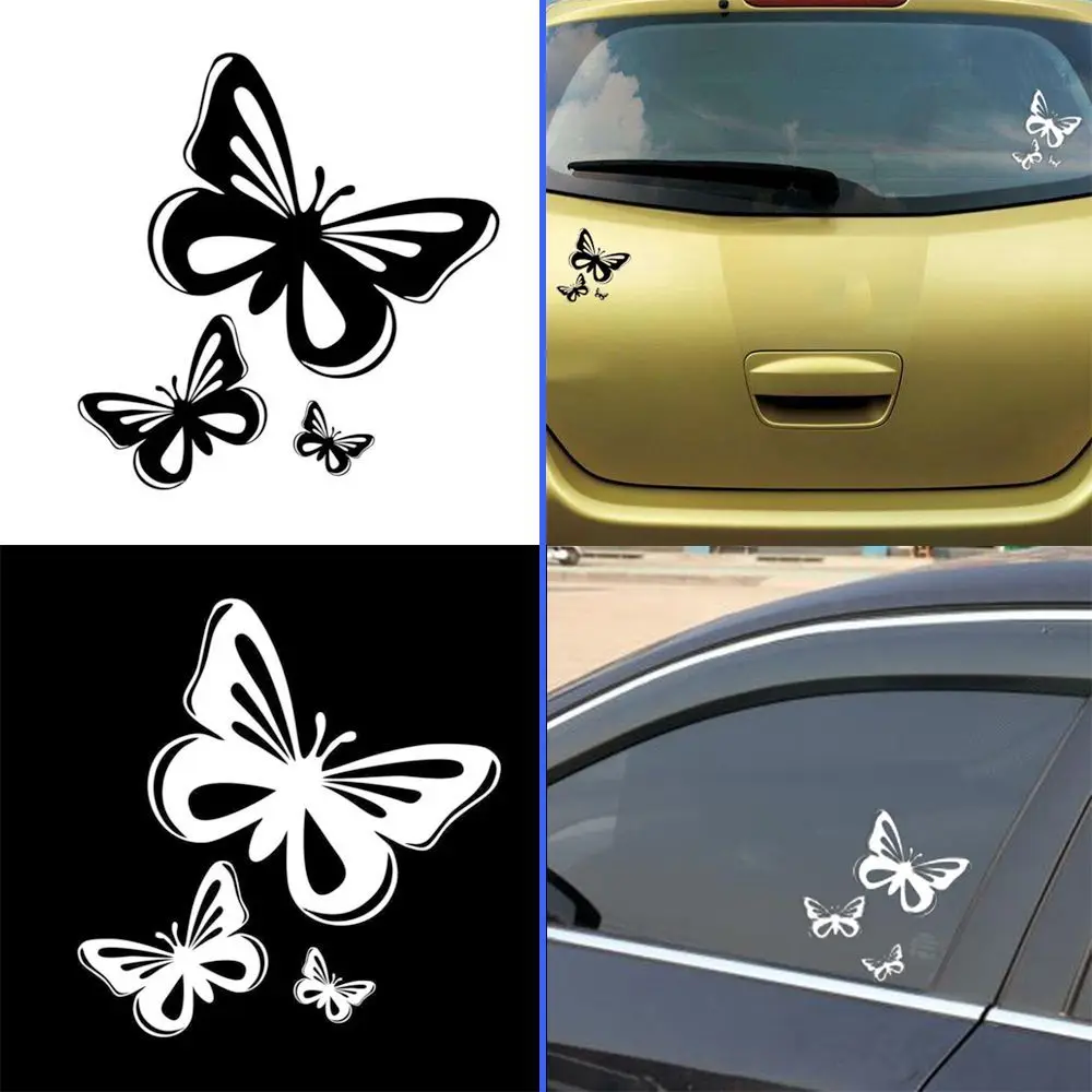 15.2*17CM Beautiful Butterflies Fashion Vinyl Car Stickers Animal Car Styling Decals Black/White