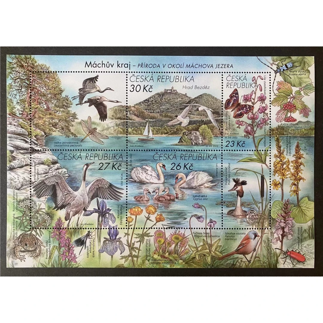 Czech Post Stamps Postage Y2022 Nature Conservation Zoo Swan Crane Bird Flower 1Sheet 4 New Exquisite Collectible Postage Stamps