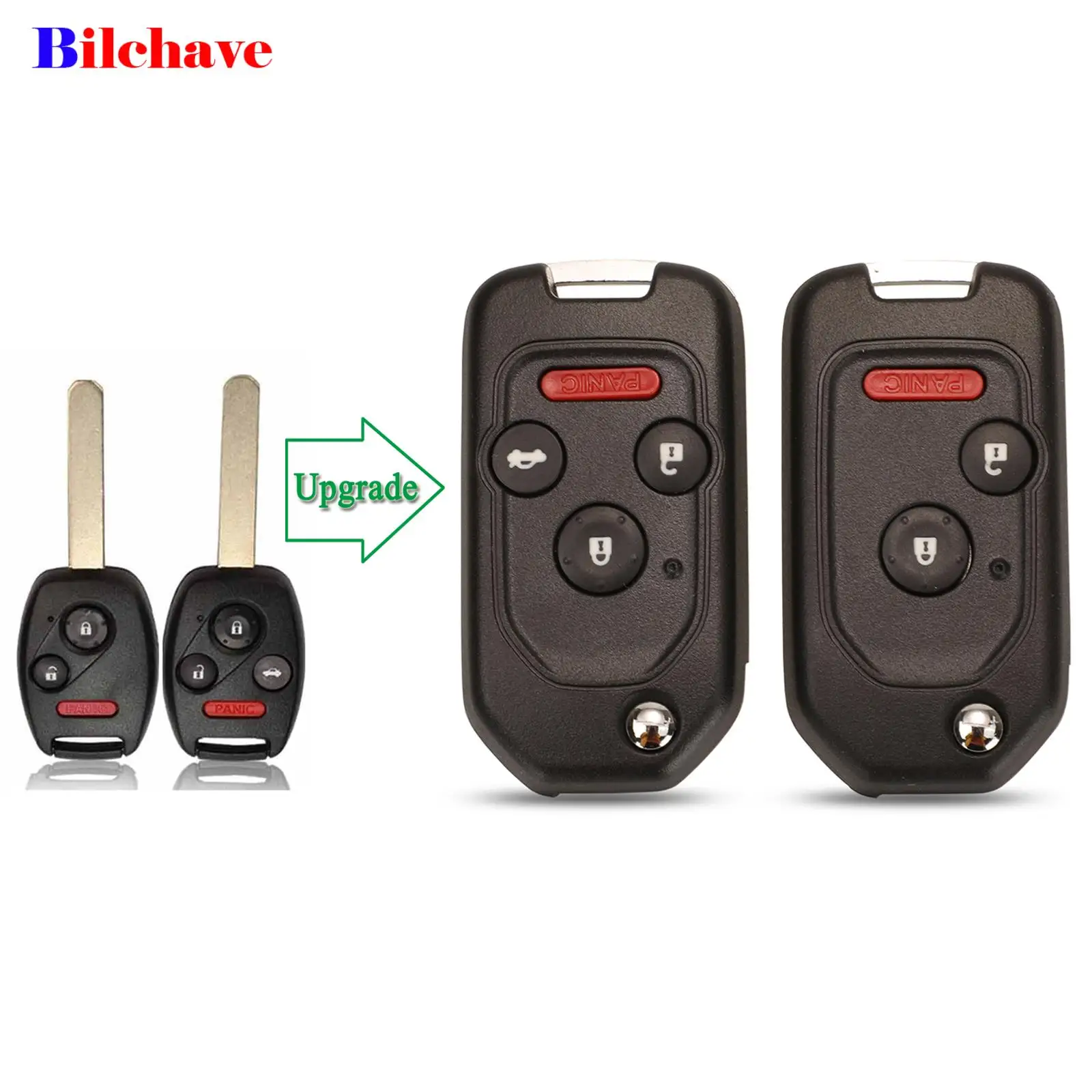 

jingyuqin Modified For Honda Accord Civic 2006-2011 CRV 2018 Pilot FOB Flip Remote Car Key Shell 3/4 Buttons With Button Pad