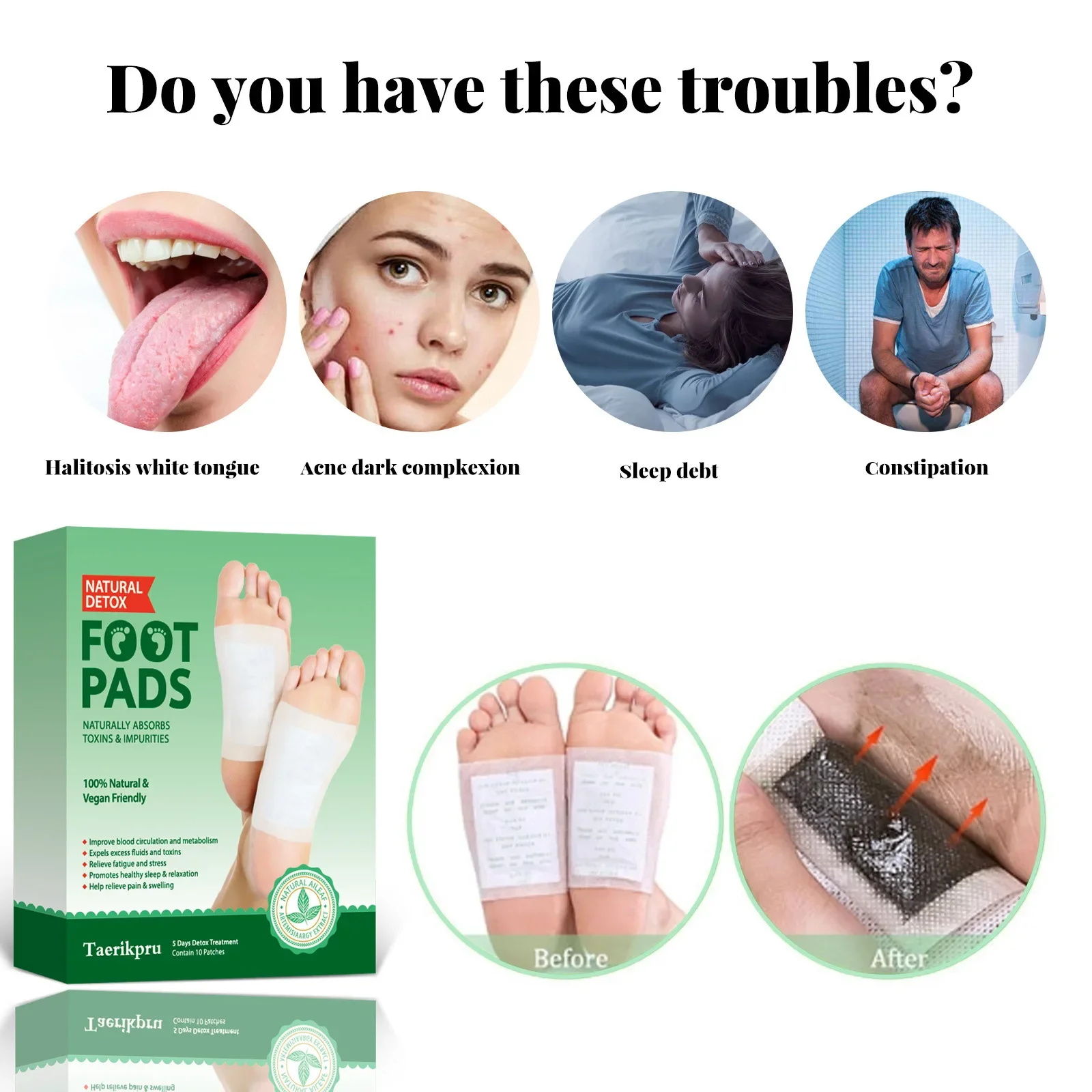 10Patches Foot Patches Stress Relief Feet Deep Sleep Herbal Detox Sticker Conditioning Body Relieve Stress Foot Care Tool