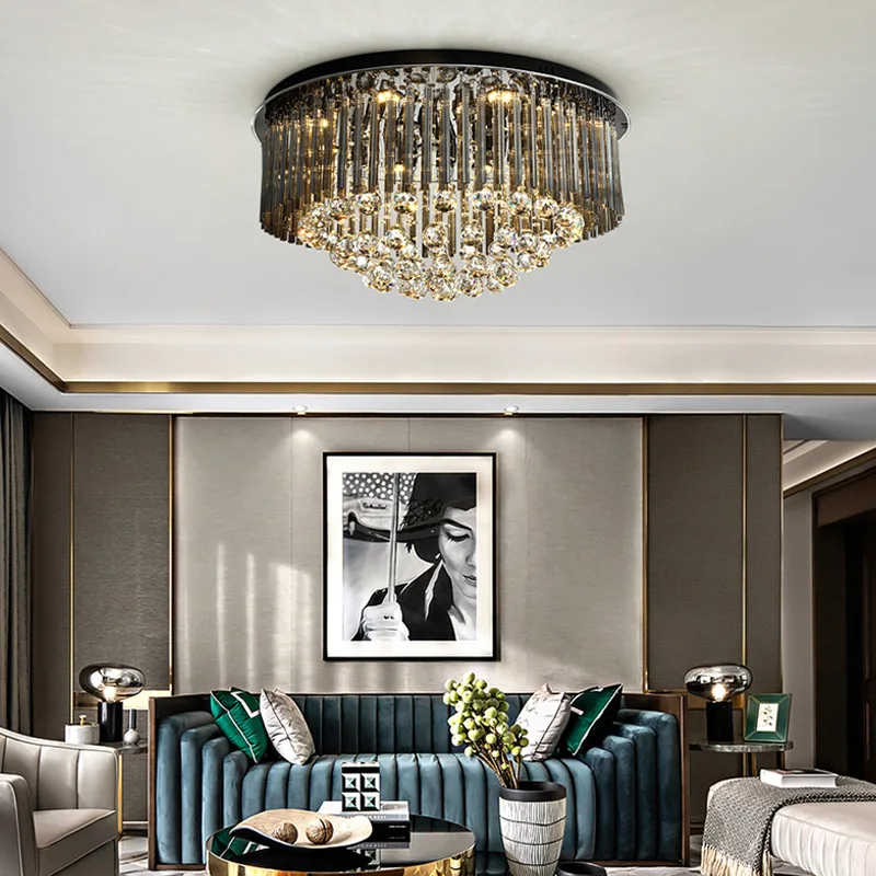 

Black home decor ceiling chandelier modern crystal lamp for bedroom Luxury living room chandeliers lighting fixtures