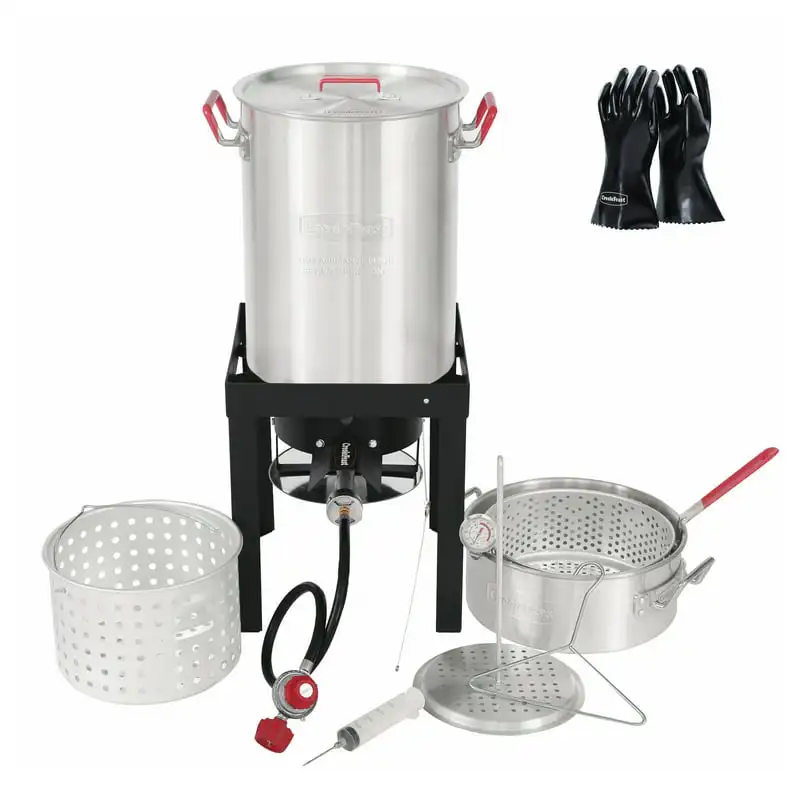

, TFK-TG-3001,30 Qt. Турция и 10 шт. Фритюрница для рыбы Набор для пароварки котлов с высокотермостойкими перчатками